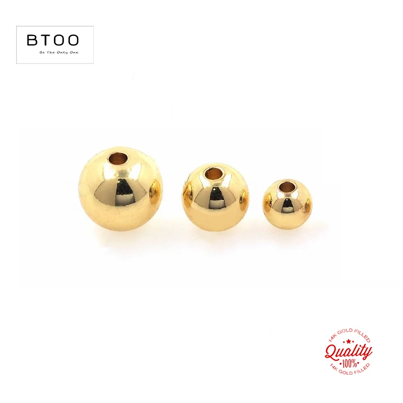 Real14k Gold Filled Half Hole Gold Beads Ear Stud Accessories For