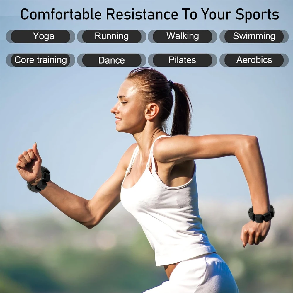 Adjustable Wrist & Ankle Weights 0.33LB / 0.15kg Each for Women Men Silicone Wearable Arm & Leg Weights Gym Yoga 1 Pair