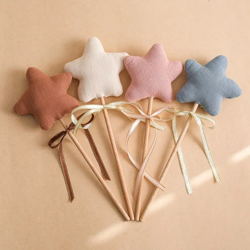 Baby Wooden Star Music Rattle Party Decor Baby Birthday Photography Accessories Cotton Rattle Gift Toys for Babies Music Gym