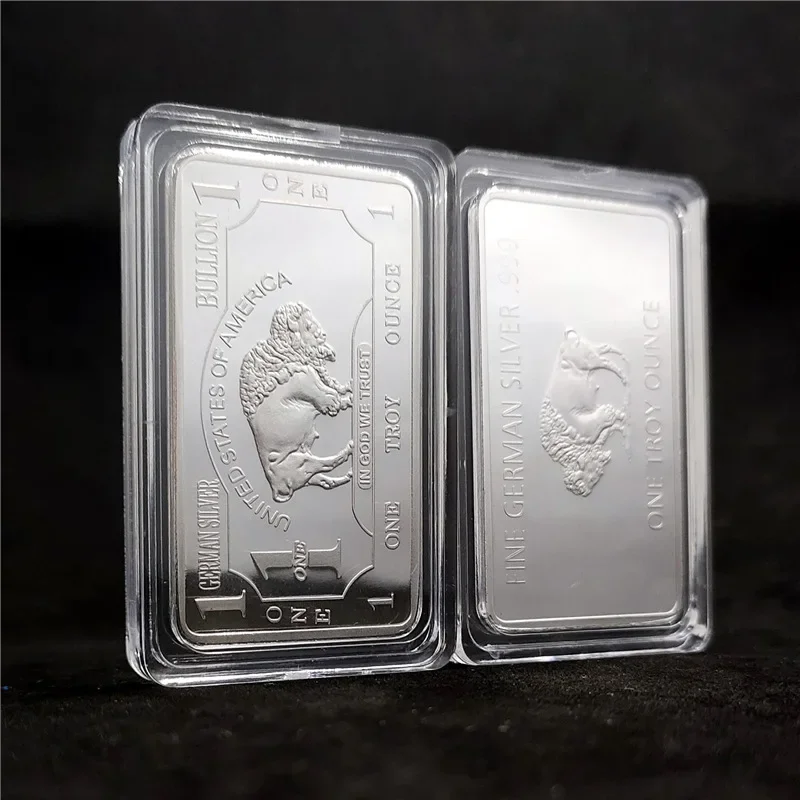 Barra Placcata Argento Usa 1Oz Troy Oncia American Buffalo Placcato Oro Lingotti Bar Moneta D'Arte Moderna Da Collezione