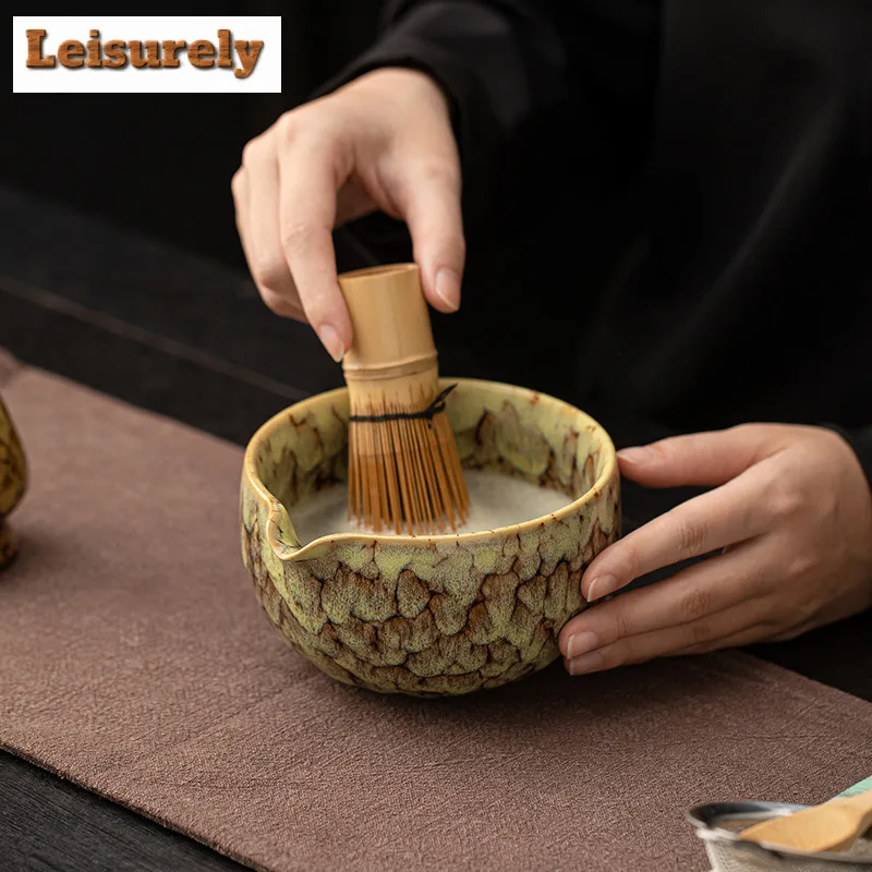Kiln-Changed Flow Glaze Japanese Matcha Tea Set Bamboo Whisk Teaspoon Tea Sets Indoor Beverage Shop Tea-making Tool Accessories