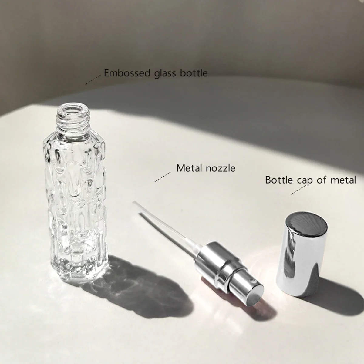 1X 3X Flacone spray per profumo in vetro 15ml 30ml 50ml 100ml Oli essenziali Bottiglia di ricarica per profumo Atomizzatore Vaso piatto trasparente