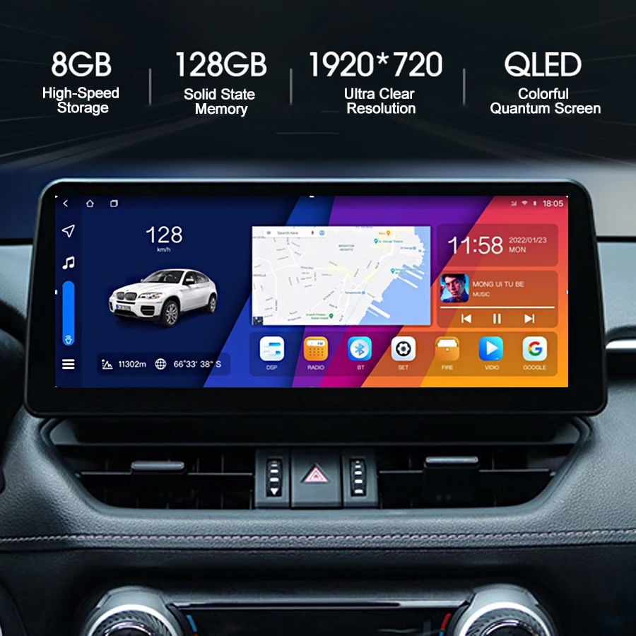 12.3inch Android 12 Screen For Toyota Rav4 Prime Xse 2021 2022 Car
