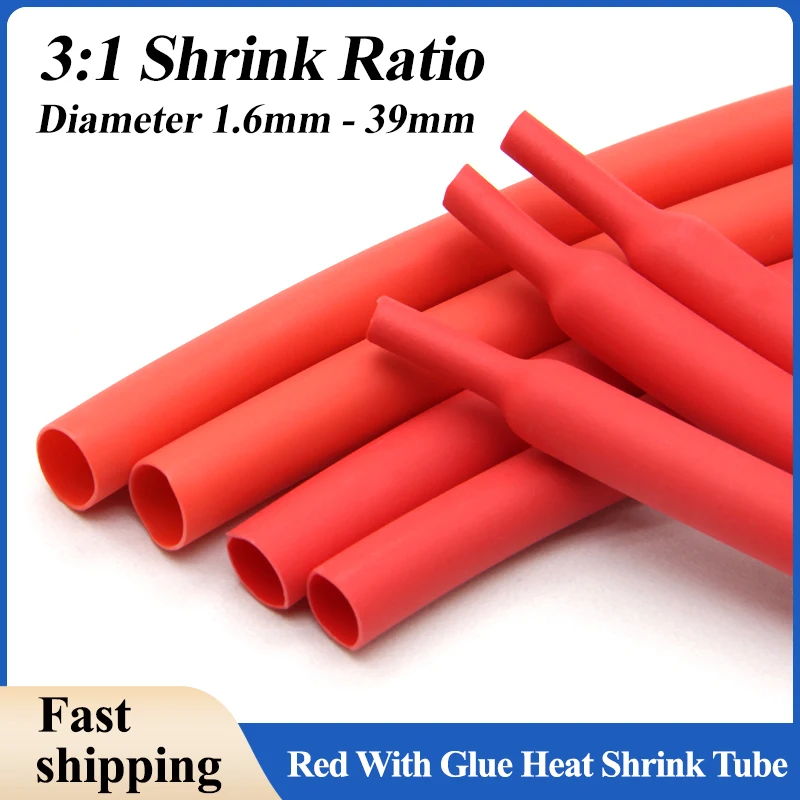 3:1 Glue Heat Shrink Tube Dual Wall Tubing 1.6mm ~ 39mm Diameter Polyolefin Insulated Adhesive Lined Shrink Wrap Sleeve