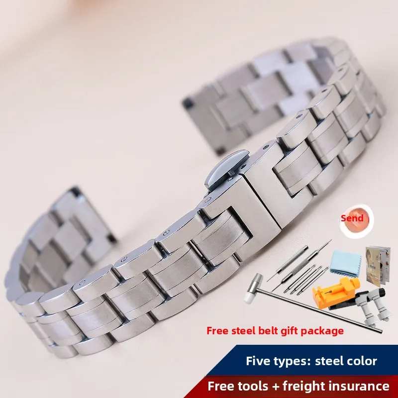 Women's Stainless Steel Rose Gold Watch Strap - Elegant Metal Belt Accessory