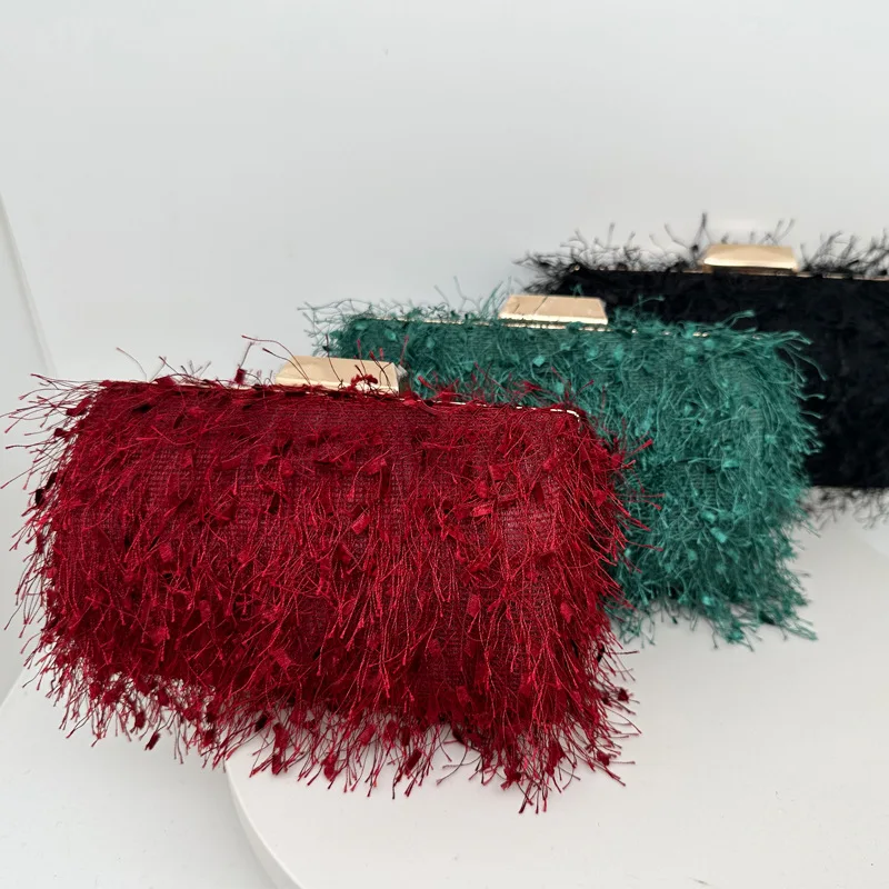 Dinner Bag Tassel Women Bag Banquet Evening Bag Hot Sale Black Clutch