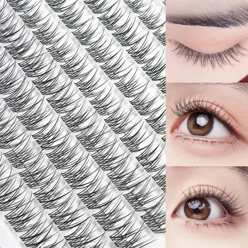 120 bundles Mink False Eyelash Natural Fishtail Lash 3D Russian Individual Eyelash Extension Cluster Makeup Tool Wholesale