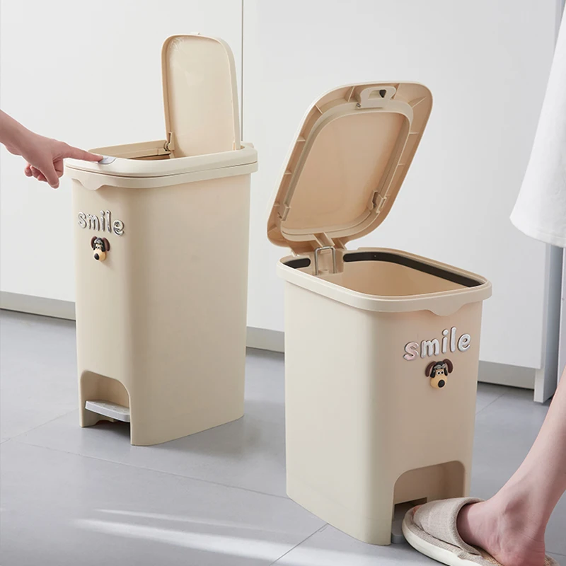 UFORU Trash can household kitchen new living room  toilet with lid large capacity high appearance level foot on paper basket 2