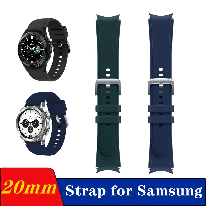 

20mm Galaxy Watch 5 / 5pro Fluoroeslastomer Rubber Sport Watch Strap for Samsung Galaxy Watch4 Classic Ridge Sport Band S/M