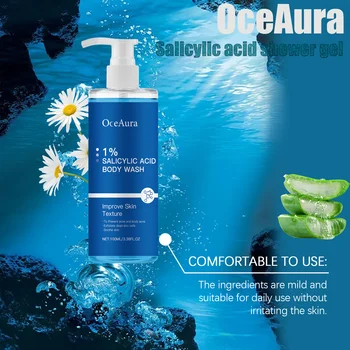 Oce Aura Salicylic Acid Shower Gel Daily Gentle Cleanse Exfoliate Oil Control Refreshing Comfortable Lubrication for Clear Skin 1