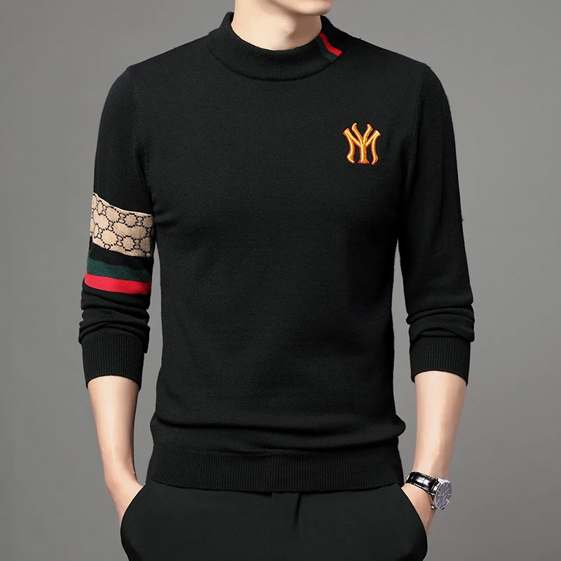 

High Quality Fashion Autumn and Winter New Uncomfortable Handsome Trend Knitted Sweater Casual All-in-one Top Thick （Winter)