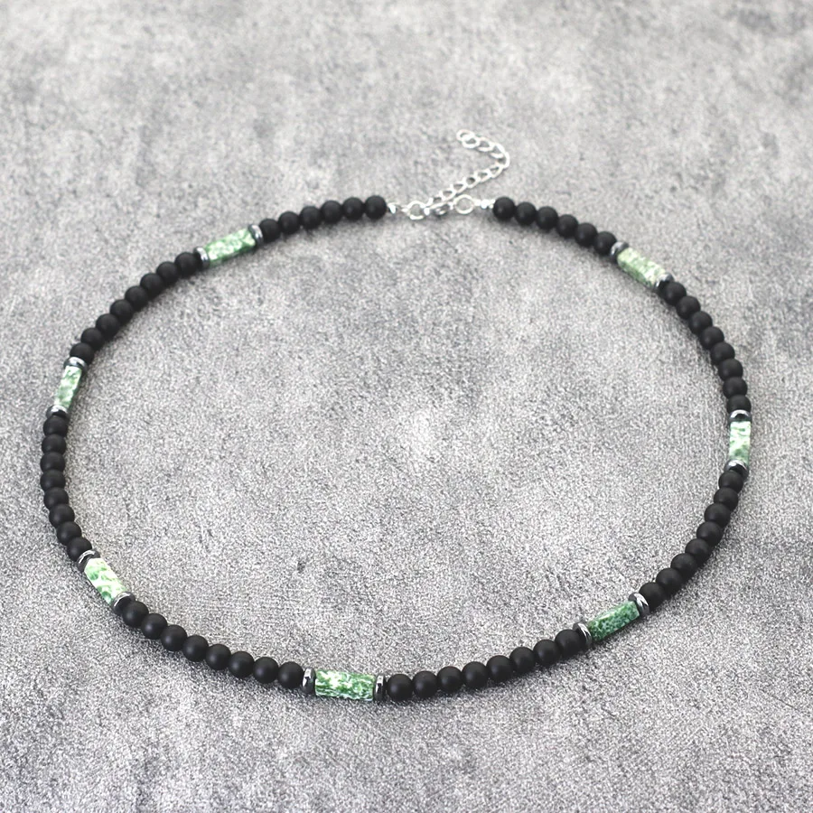 Men Natural Stone Necklace Stainless Steel Buckle Tiger Eyes