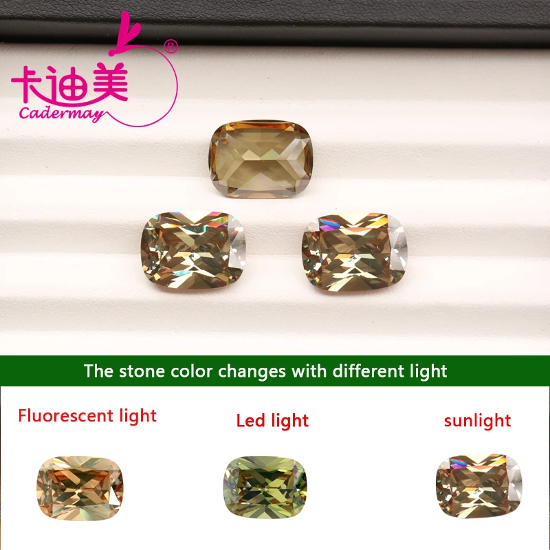 Cadermay Lungo Cuscino Forma Cambiamento Di Colore Zircone Sintetico Diaspore Zultanite Pietra Sciolta Perline Turche Per La Creazione Di Gioielli