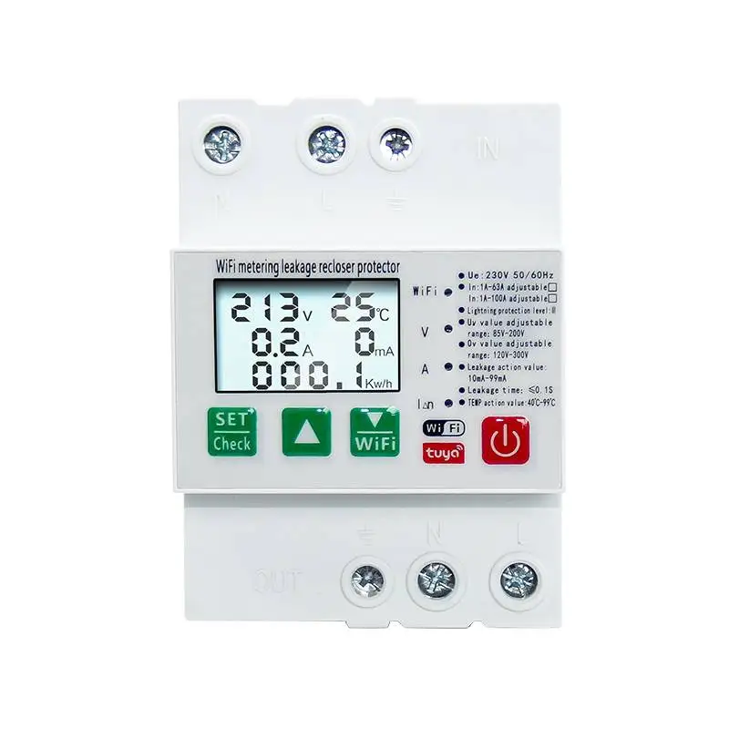 

Tuya Smart Leakage Circuit Breaker WIFI Energy Meter Kwh Metering Switch Timer with Voltage Current and Leakage Protection APP