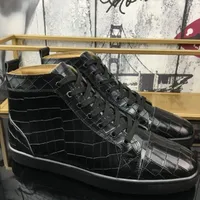 Real Leather Black Stone Pattern Shoes Luxury Trainers Ankle Lace Up Sneaker High Top Streetwear Walking Shoe Basketball Male 1