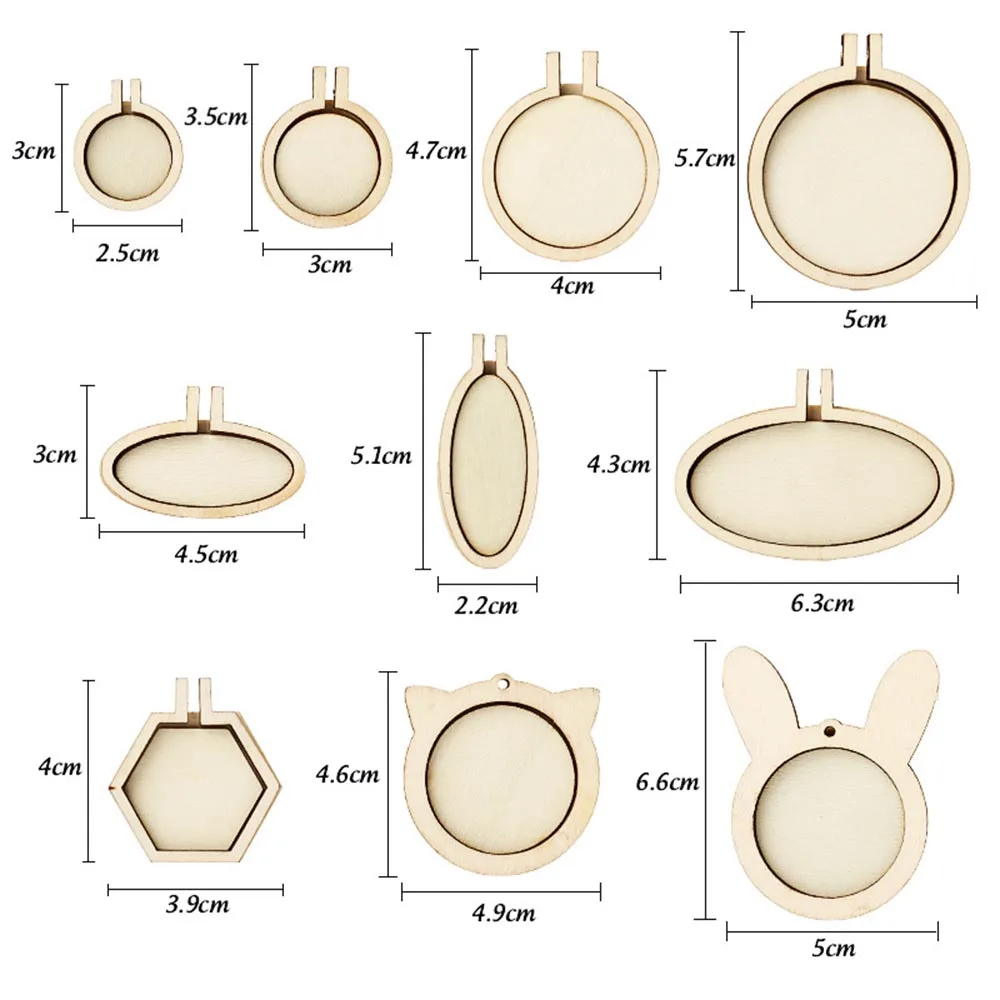 1Pcs Mini Embroidery Hoop Small Wooden Mini Crossing Stitch Hoop Animal Shaped Mini Wood Hoop Ring for DIY Pendant Crafts