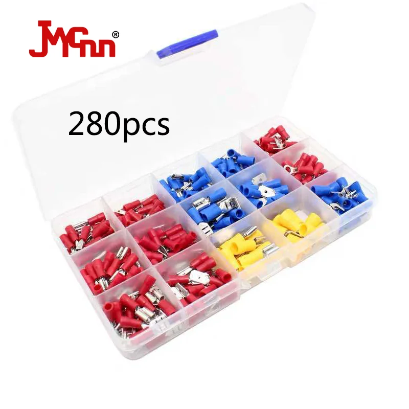 

280pcs Wire Connector Kit Male Female Insulated Terminals Cold Crimp Terminals Assorted Crimp Terminals Spade Butt Connector Kit