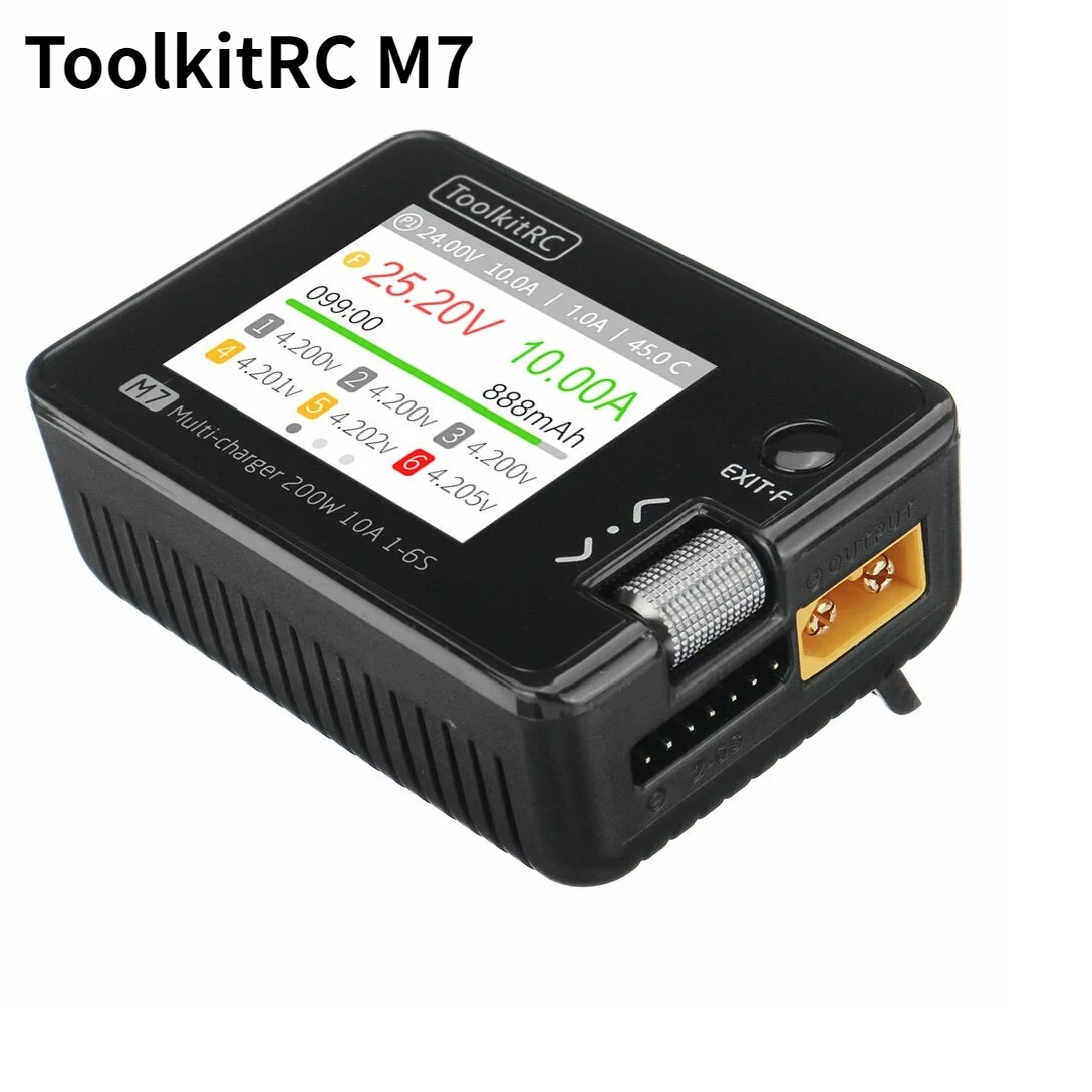 

ToolkitRC M7 200W 10A DC Balance Charger Discharger for 1-6S Lipo Battery with With Voltage Servo Checker ESC Tester Receiver Si