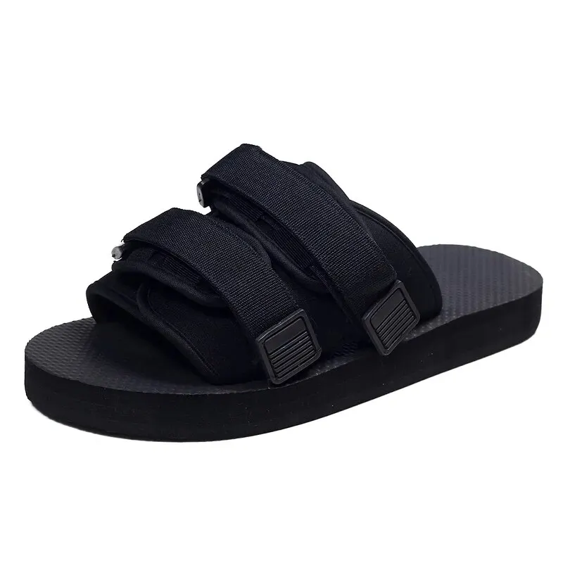 Summer Anti Slip Closed Toe Slippers Outdoor Men Women Fashion Hook&Loop Canvas Casual Couple Slip-on Beach Sandals Flip Flops