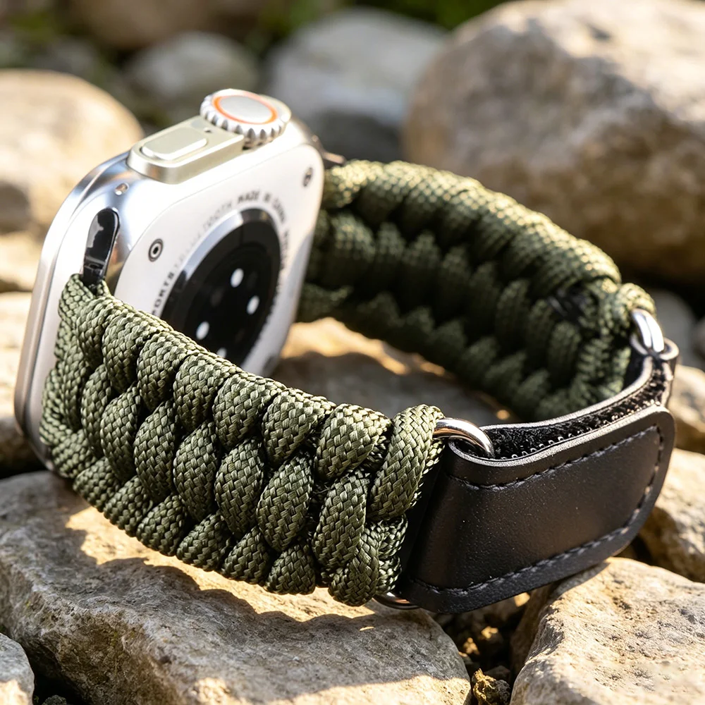 Breathable Hand-Woven Rope Band for Men - Universal Smartwatch Strap