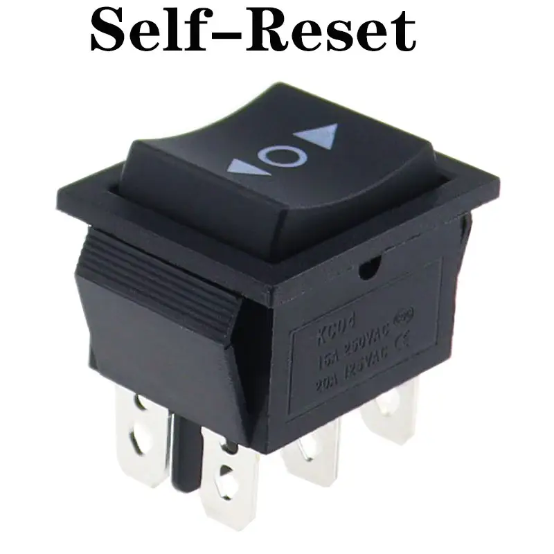 1PCS KCD4 25X31mm Black Rocker Switch 6 Pin 3 Position ON-OFF-ON Double Reset/Latch Switch 16A 250V 20A 25A 125VAC - Image 6