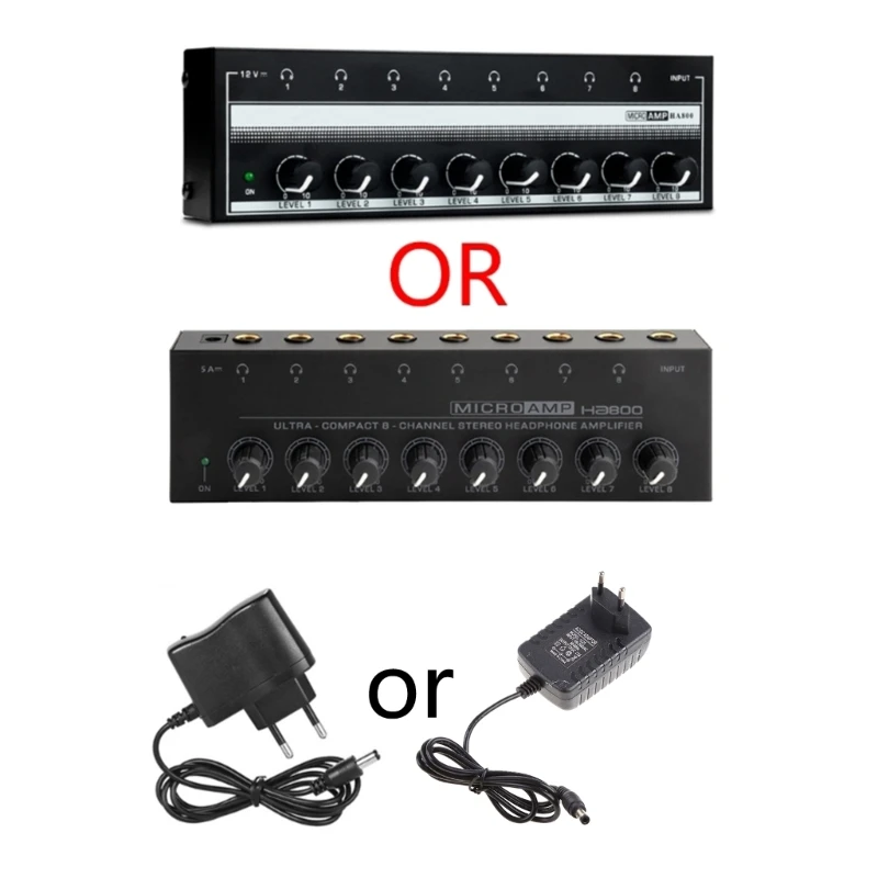 Ultra-Compact 8-Channel Headphone HA800 Stereo Amplifier Mixer Amplifier for Outdoor Performance Small Concert H8WD