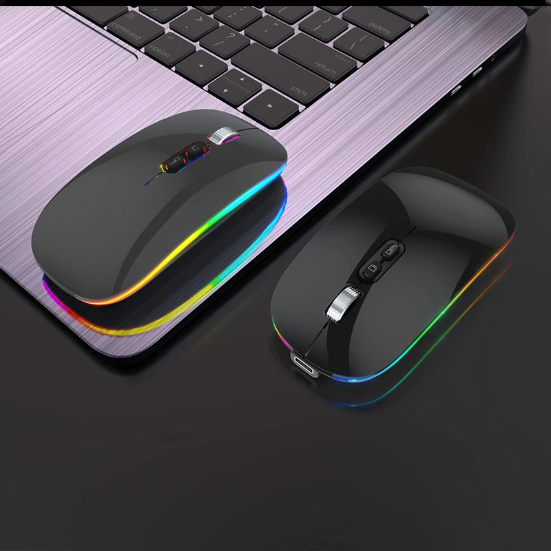 Dual Mode 2.4G Wireless Mouse One-Click Desktop Function Type-C Rechargeable Silent Backlight Mice for Laptop PC New
