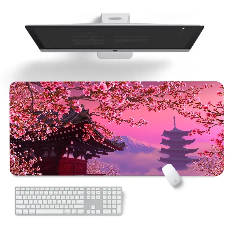 Mouse Pad Gaming Accessories Cherry Blossoms Gamer Cabinet Desk Mat Pc Setup Keyboard Extended Offices XXL