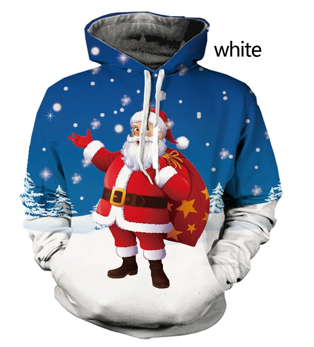 

2023 Fashion Winter Christmas 3D Hoodies Unisex Men and Women Christmas Tree Santa Claus Print Pullovers