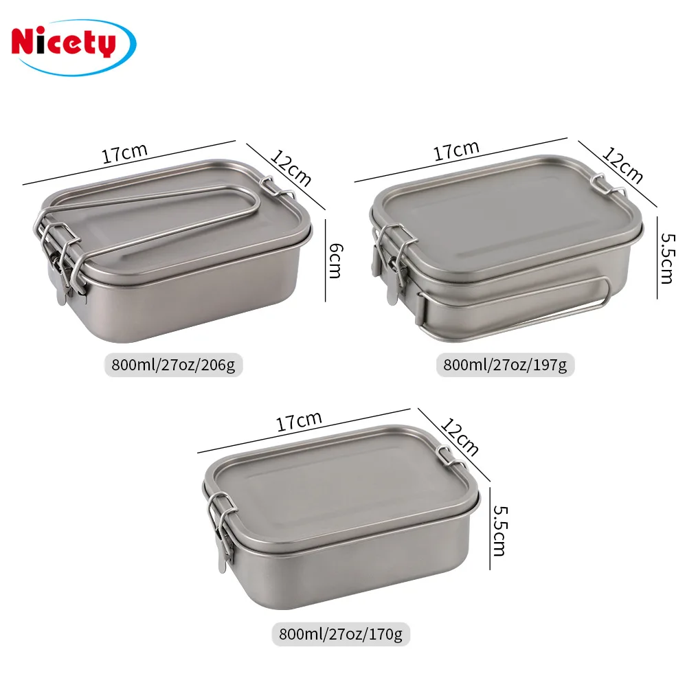 Titanium Portable Camping Lunch Box with Utensils