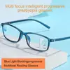 Retro Progressive Multi-Focus Reading Glasses For Men Women Anti-blue Light Near Far Presbyopia Eyeglasses 2