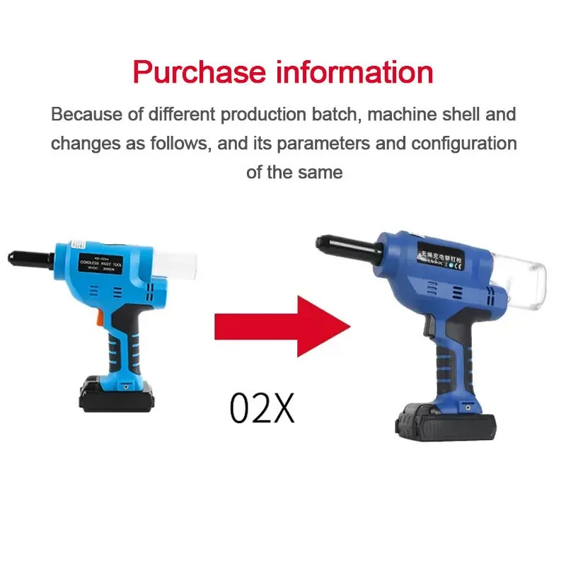 Multi-functional Automatic Rivet Nail Gun Rechargeable  Electric Nut Riveting  Drill  4 in 1 Adapter  Tools 18 V Brushless Motor 3
