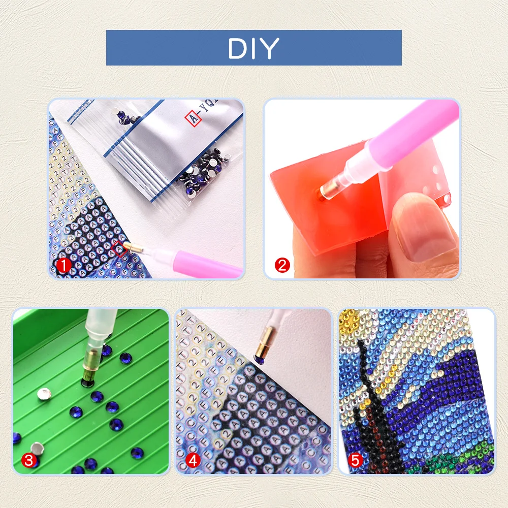 Vintage Diamond Painting Bookmarks Kit Set Large Size Creative Diamond Paste Round Sparkling Designs Bookmarks 4pcs/pack bookmarks stationery supplies