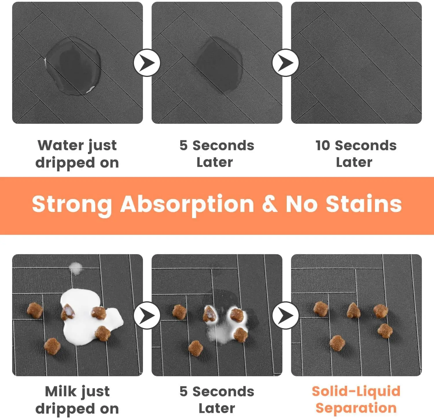 Dog Cat Food Mat - Pet Water Bowl Mats - Feeding Mat for Cat Dog Bowls - Pet Placemat Absorbent Quick Dry Non-Slip 2