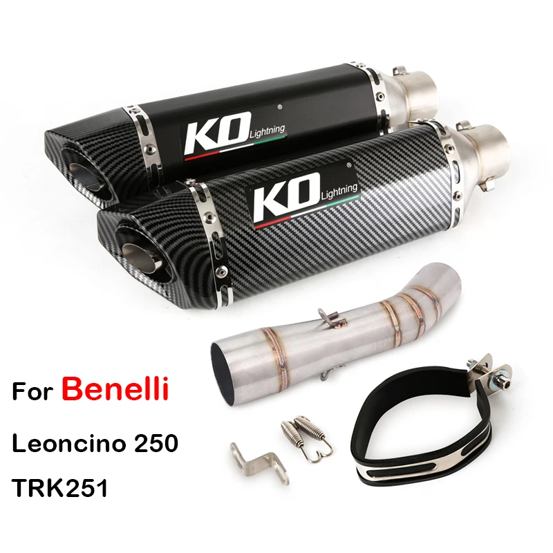 

For Benelli Leoncino 250 TRK251 Slip On Exhaust Pipe Motorcycle Escape Middle Tube Connect Link 51mm Aluminum Muffler DB Killer
