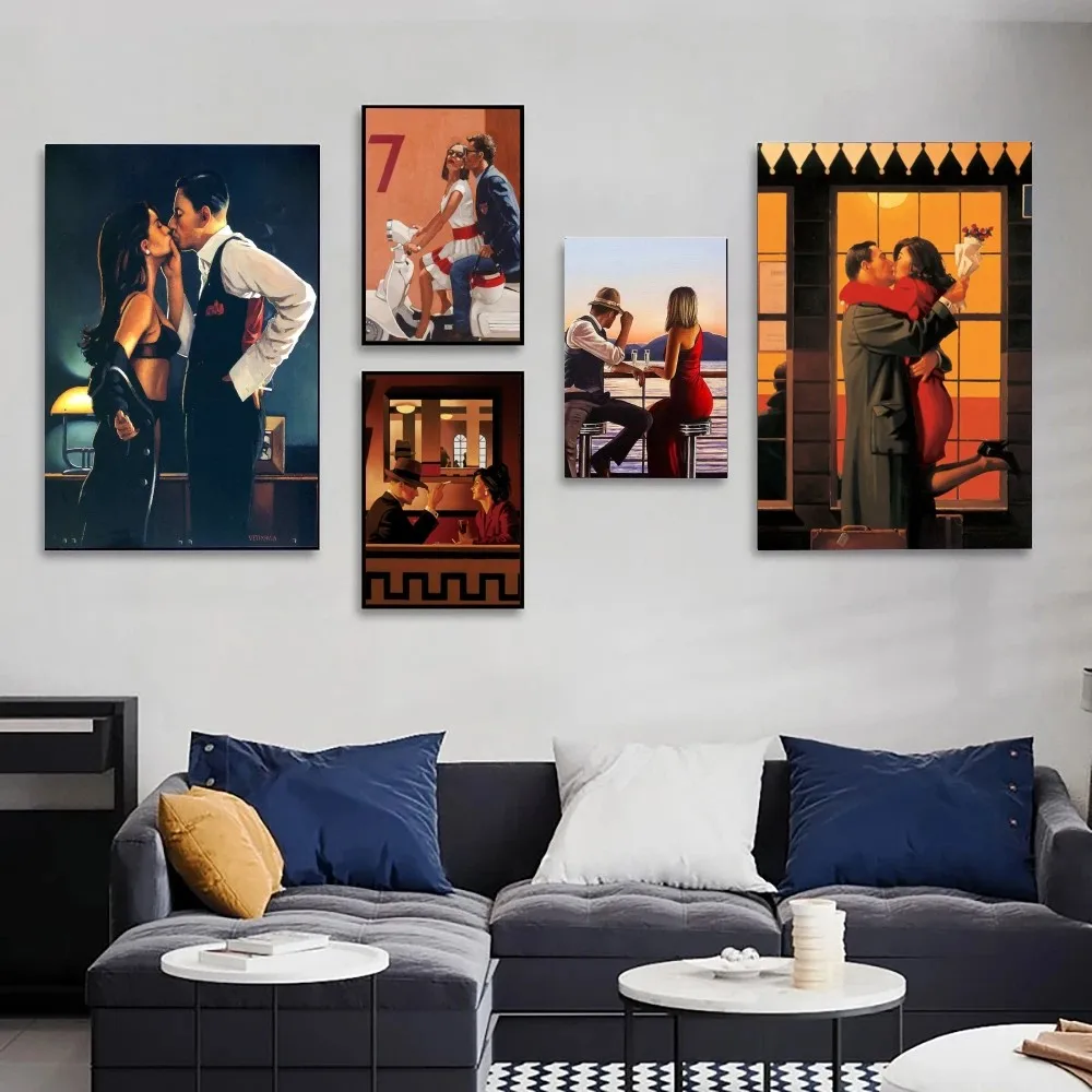 Lukisan Kanvas Potret Jack Vettriano Poster Carta Kraft Vintage Poster Wall Art Pittura Estetica Art Wall Stickers