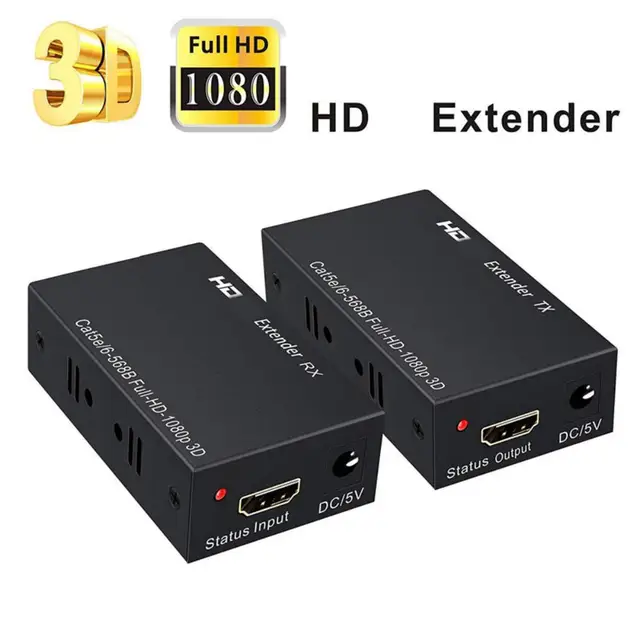 Extensor HDMI Por Cable De Red - Transmite Señal Full HD 1080p Hasta 60 Metros (196 Pies), Incluye Control IR