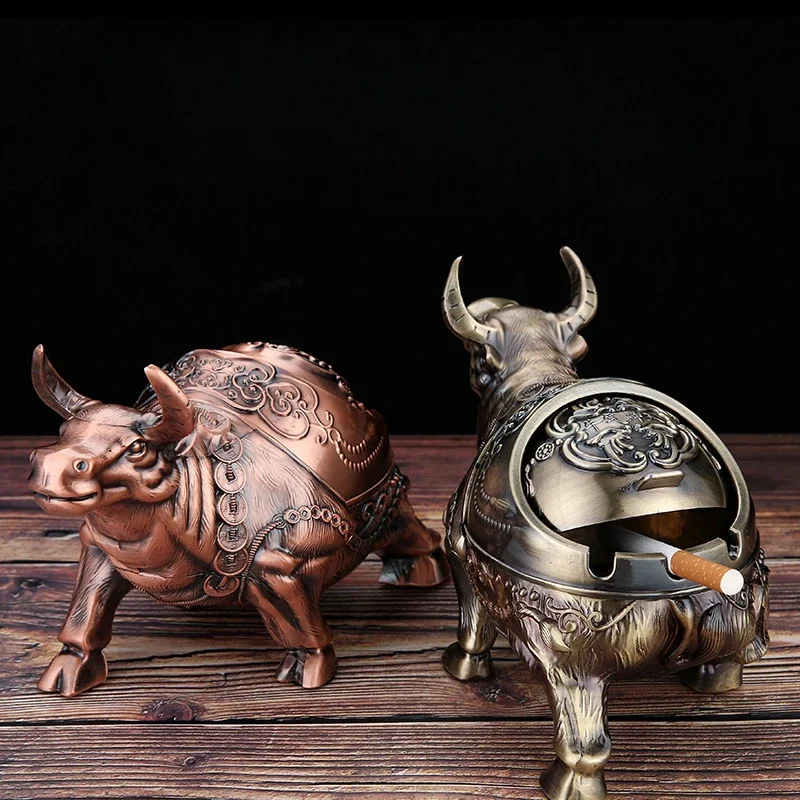 Bullish Ashtray Creative Home Living Room Luxury Ashtray with Lid Anti Fly Ash Office Anti Drop Decoration