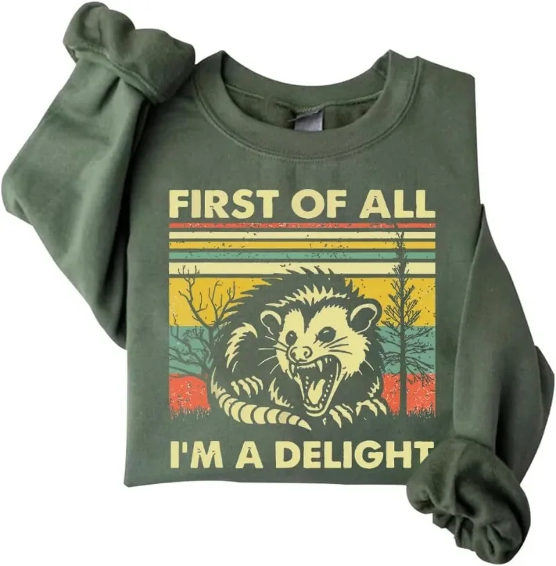 First of All I'm A Delight Sweatshirt Funny Opossum Sweatshirt Harajuku Women's Sweat-shirt Pullover 3