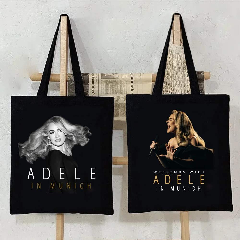 Adele Munich Tour Print Casual Portable Shoulder Bag Lightweight Shopping Bag Big Reusable Canvas