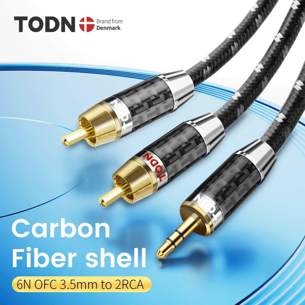 Todn-rca Cabo para Home Theater Hifi Stereo 3.5 mm para 2rca Aux Rca Jack 3.5 y Splitter para Amplificadores - Image 6