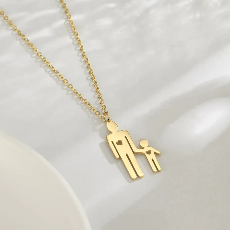 Dreamtimes Family Love Necklace Father Chain Kid Child Baby Son Daughter Gift For Woman Man Stainless Steel Pendant Jewelry Gift_voghion.com