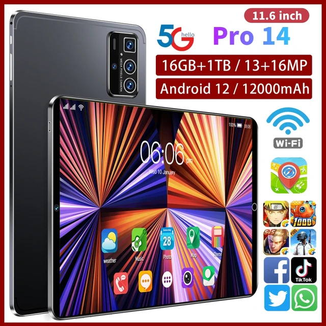 Tableta Pro 14 Original versión Global, Tablet con Android 2023, 10GB, 12,0  mAh, 12000 pulgadas, PC, Tarjeta SIM Dual, 5G, Wifi, pantalla HD, 11,6 -  AliExpress