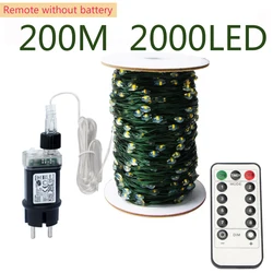 Outdoor LED String Lights - Green Copper Wire Fairy Lights for Christmas & Garden Decor (200M 2000LED)