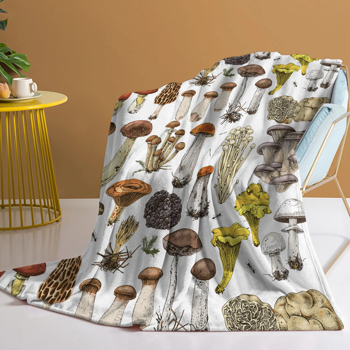 다양한 버섯 무늬 담요, 부드러운 솜털 플란넬 양털 담요, 소파 소파 및 침대용 