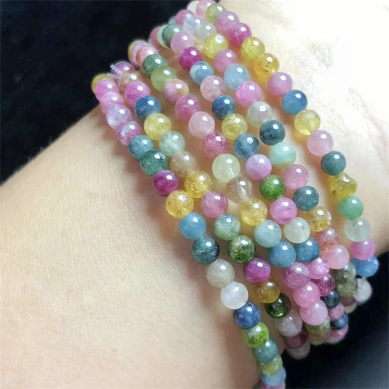 

Natural Tourmaline Triple Circle Bracelet Healing Fashion Reiki Crystal Fengshui Jewelry Birthday Gift 1pcs