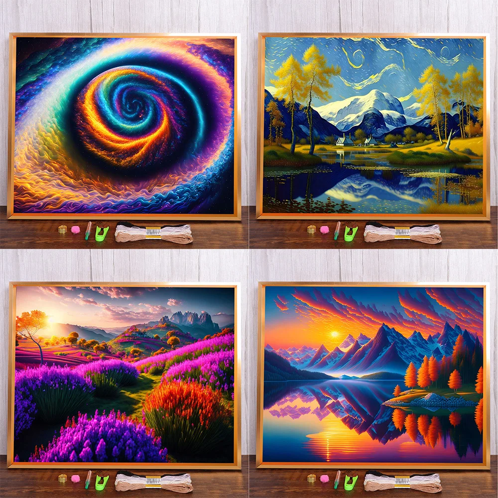 

Landscape Fantasy Nature Cross Stitch Full Kit DIY Embroidery Handmade Needlework Sewing Handiwork Package Room Decor Wholesale