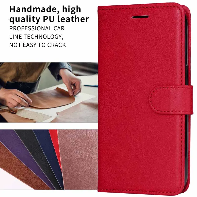 Leather Flip Wallet Phone Case with Card Holder and Magnetic Closure