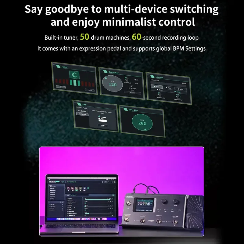 AUDOTA AME-200 Pro マルチエフェクター Audota Ame-200 Pro Multi-Effects Pedal W/ Expression Pedal, 200