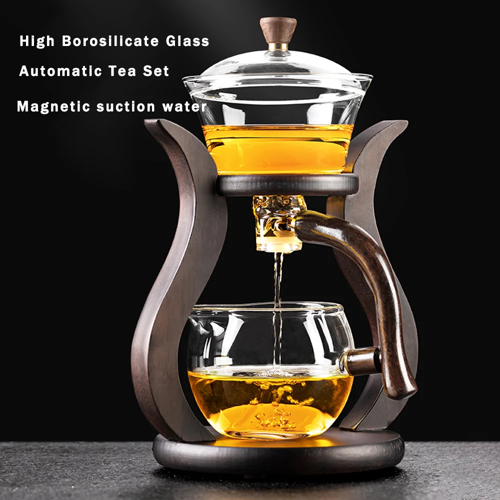 Lazy-Kungfu-Glass-Tea-Set-Cabo-magn-tico-de-madeira-Conjunto-de-pote-de ...